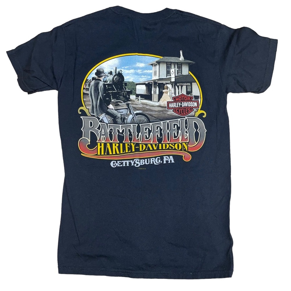 Harley Davidson Men’s T-Shirt Battlefield Harley Davidson Gettysburg PA Size Sm